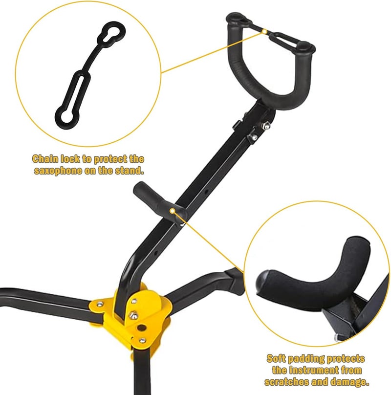 GOGHOST Saxophone Stand, Portable Folding Metal Alto/Tenor Sax Stand - Adjustable Triangle Base Holder Display Rack, Musical Instrument Accessories - Image 4